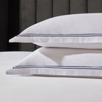 Dusklia - Regent Embroidered 100% Cotton Pair of Oxford Pillowcases 400 Thread Count - Navy