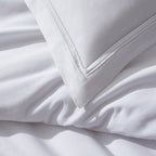 Dusklia - Regent Embroidered 100% Cotton Duvet Cover 400 Thread Count - White