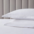 Dusklia - Regent Embroidered 100% Cotton Pair of Oxford Pillowcases 400 Thread Count - White