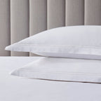 Dusklia - Regent Embroidered 100% Cotton Pair of Oxford Pillowcases 400 Thread Count - White