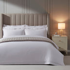Dusklia - Regent Embroidered 100% Cotton Duvet Cover 400 Thread Count - White