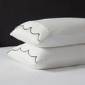 Dusklia - Pair of Simone Scallop Embroidered Edge Classic Pillowcase - Off White/Black