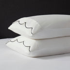 Dusklia - Pair of Simone Scallop Embroidered Edge Classic Pillowcase - Off White/Black
