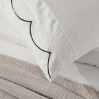 Dusklia - Pair of Simone Scallop Embroidered Edge Classic Pillowcase - Off White/Black