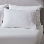 Dusklia - Pair of Simone Scallop Embroidered Edge Classic Pillowcase - White/Blue