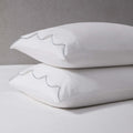 Dusklia - Pair of Simone Scallop Embroidered Edge Classic Pillowcase - White/Blue