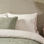 Dusklia - Pair of Simone Scallop Embroidered Edge Pillowcases 220 Thread Count - White/Berry