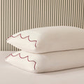 Dusklia - Pair of Simone Scallop Embroidered Edge Pillowcases 220 Thread Count - White/Berry