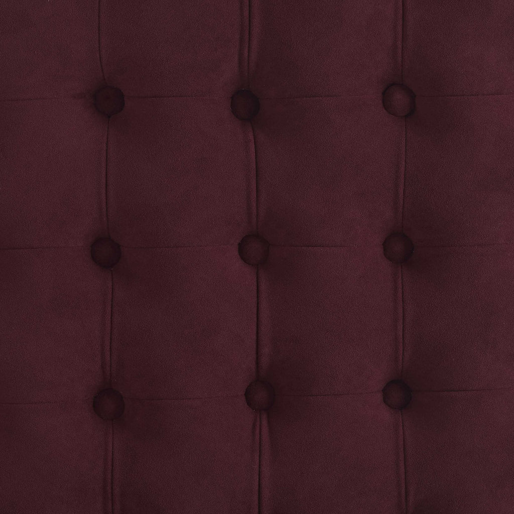 Dusklia - Paisley Buttoned Round Storage Pouffe - Berry
