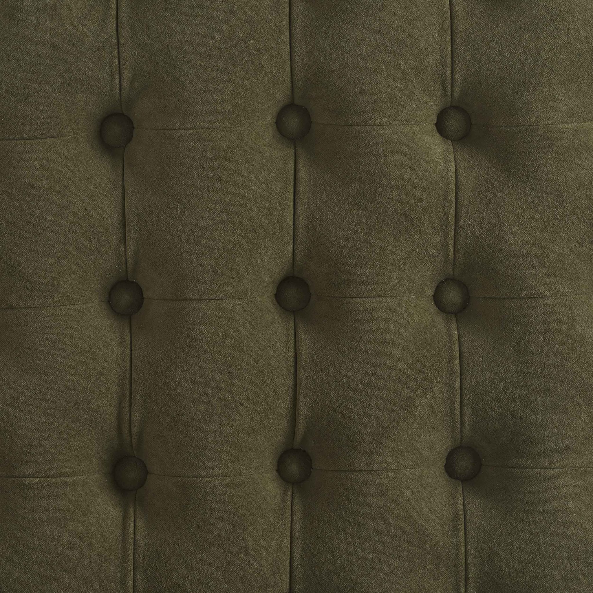 Dusklia - Paisley Buttoned Round Storage Pouffe - Olive