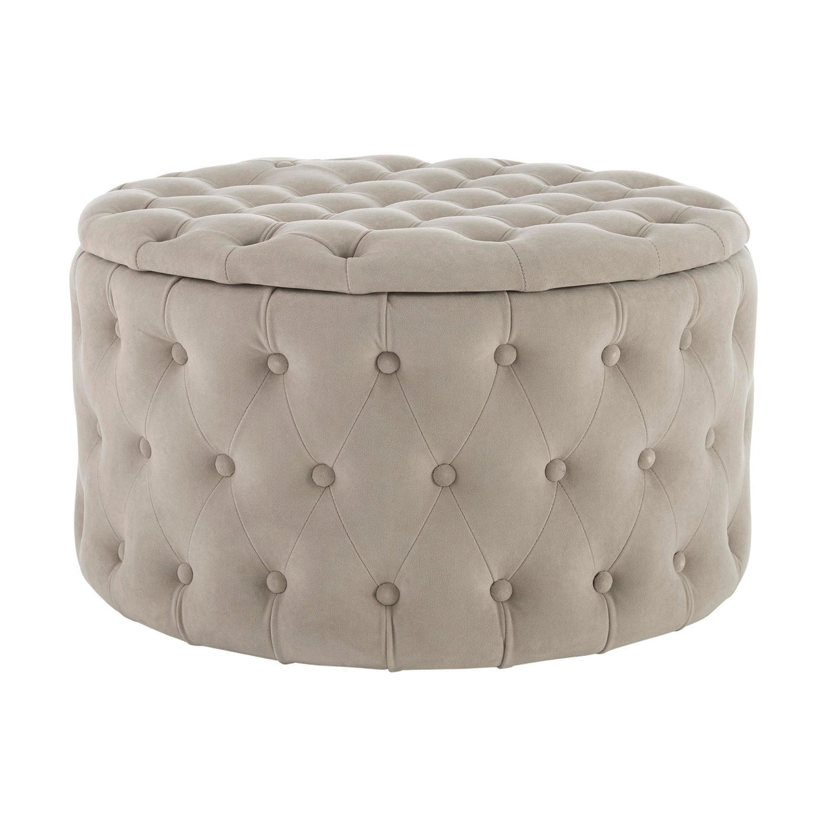 Dusklia - Paisley Buttoned Round Storage Pouffe - Sand