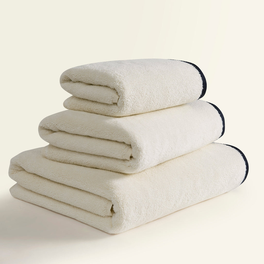 Dusklia - Palma Contrast Edge Towel Collection - Oatmeal