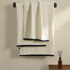 Dusklia - Palma Contrast Edge Towel Collection - Oatmeal