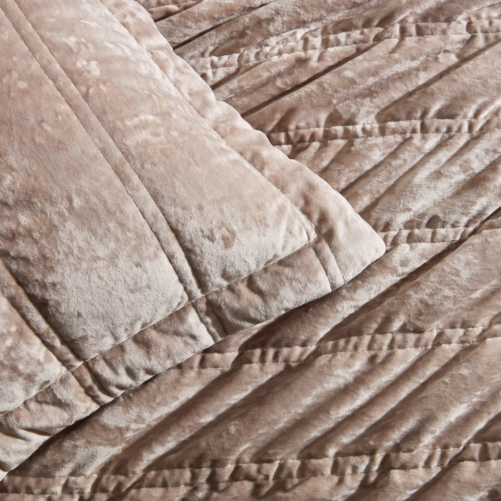 Dusklia - Paris Luxury Crushed Velvet Quilted Stitch Cushion Cover - Taupe