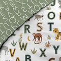 Parure de lit enfant TIGRY 140x200 cm – 100% coton – 1 taie tête de tigre – Réversible alphabet & jungle