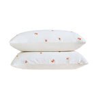 Dusklia - Peach Embroidery Cotton Muslin Duvet Cover & Pillowcase Set - White