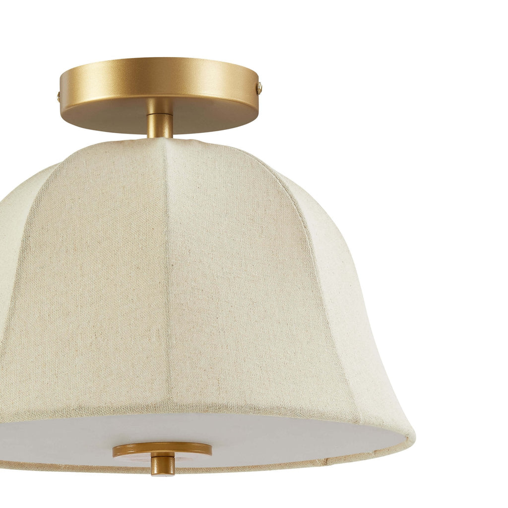 Dusklia - Penn Antique Bronze Linen Blend Ceiling Light - Gold