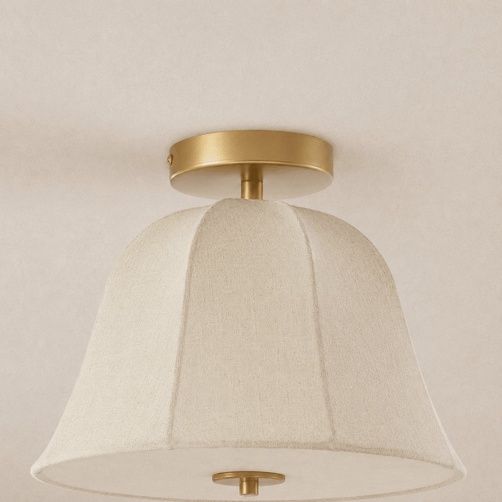 Dusklia - Penn Antique Bronze Linen Blend Ceiling Light - Gold