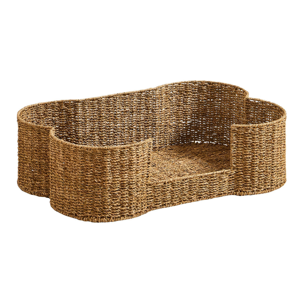 Dusklia - Percy Bone Shaped Seagrass Dog Bed - Natural
