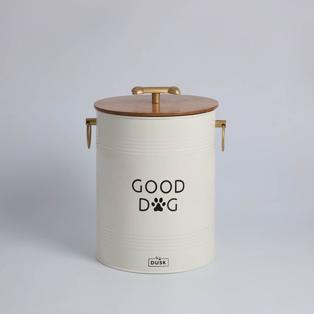 Dusklia - Pet Food Storage Bucket with Wooden Lid