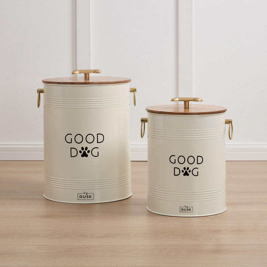 Dusklia - Pet Food Storage Bucket with Wooden Lid