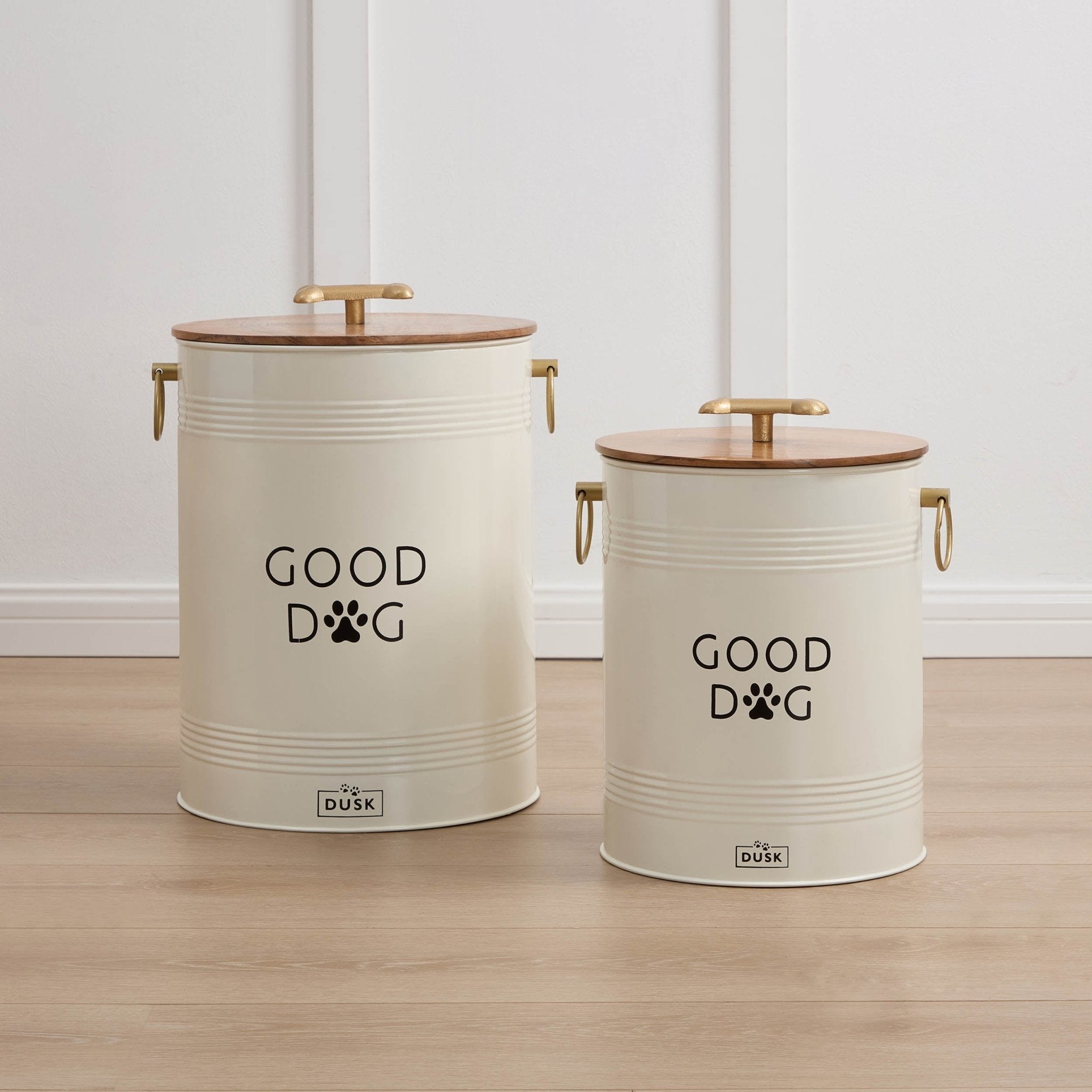 Dusklia - Pet Food Storage Bucket with Wooden Lid