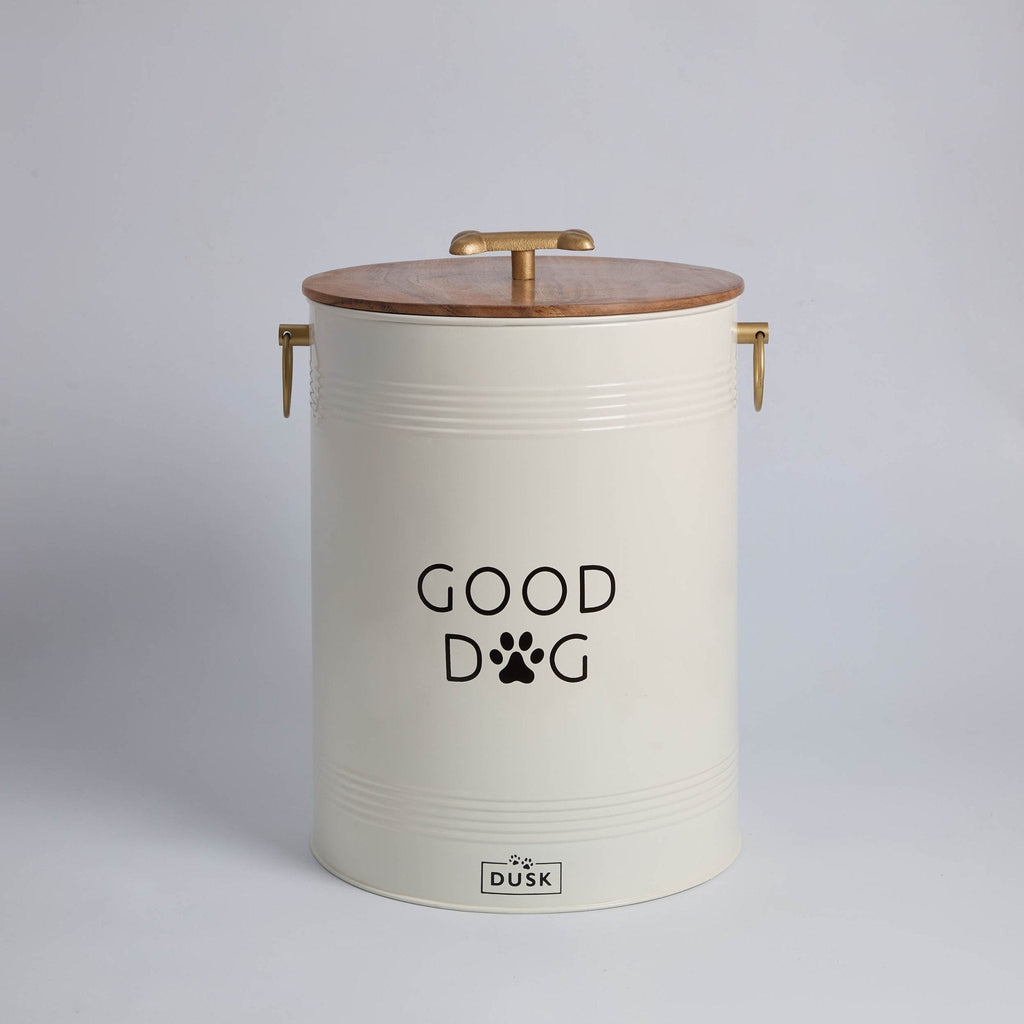 Dusklia - Pet Food Storage Bucket with Wooden Lid