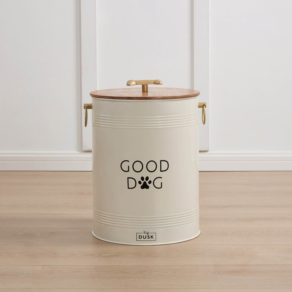 Dusklia - Pet Food Storage Bucket with Wooden Lid
