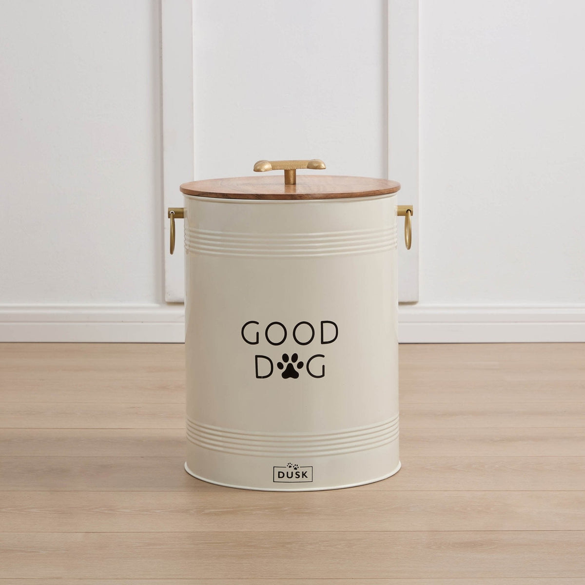 Dusklia - Pet Food Storage Bucket with Wooden Lid