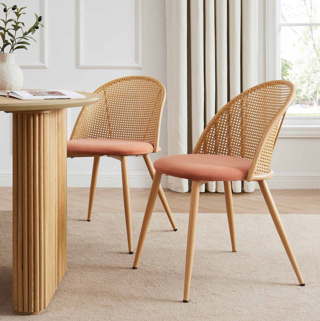 Dusklia - Phoebe Set Of 2 Dining Chairs - Apricot/Natural