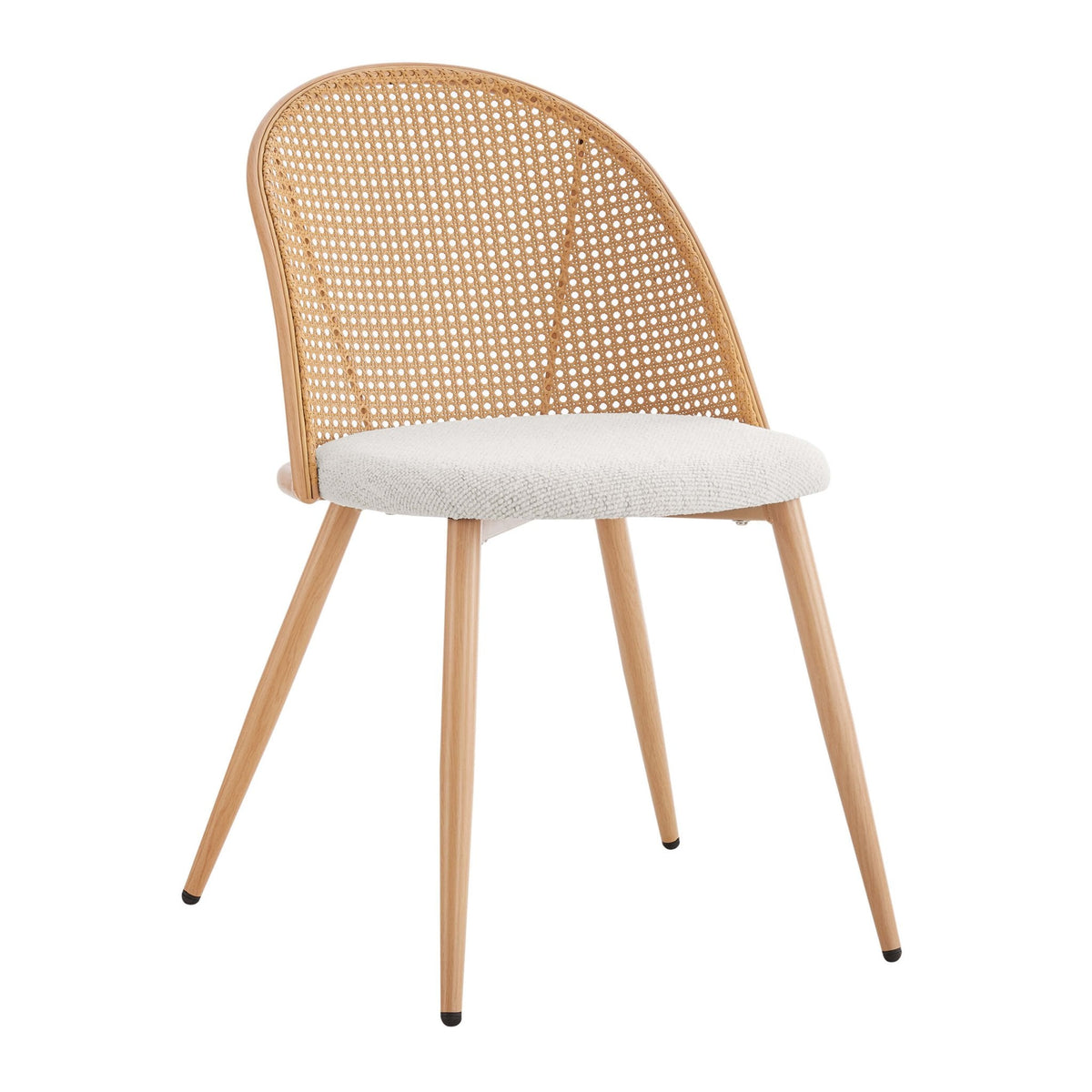 Dusklia - Phoebe Set Of 2 Dining Chairs - Boucle Ivory/Natural