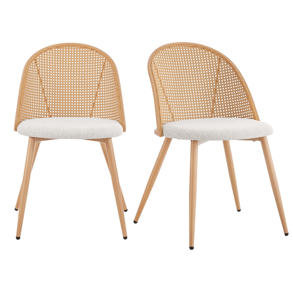 Dusklia - Phoebe Set Of 2 Dining Chairs - Boucle Ivory/Natural