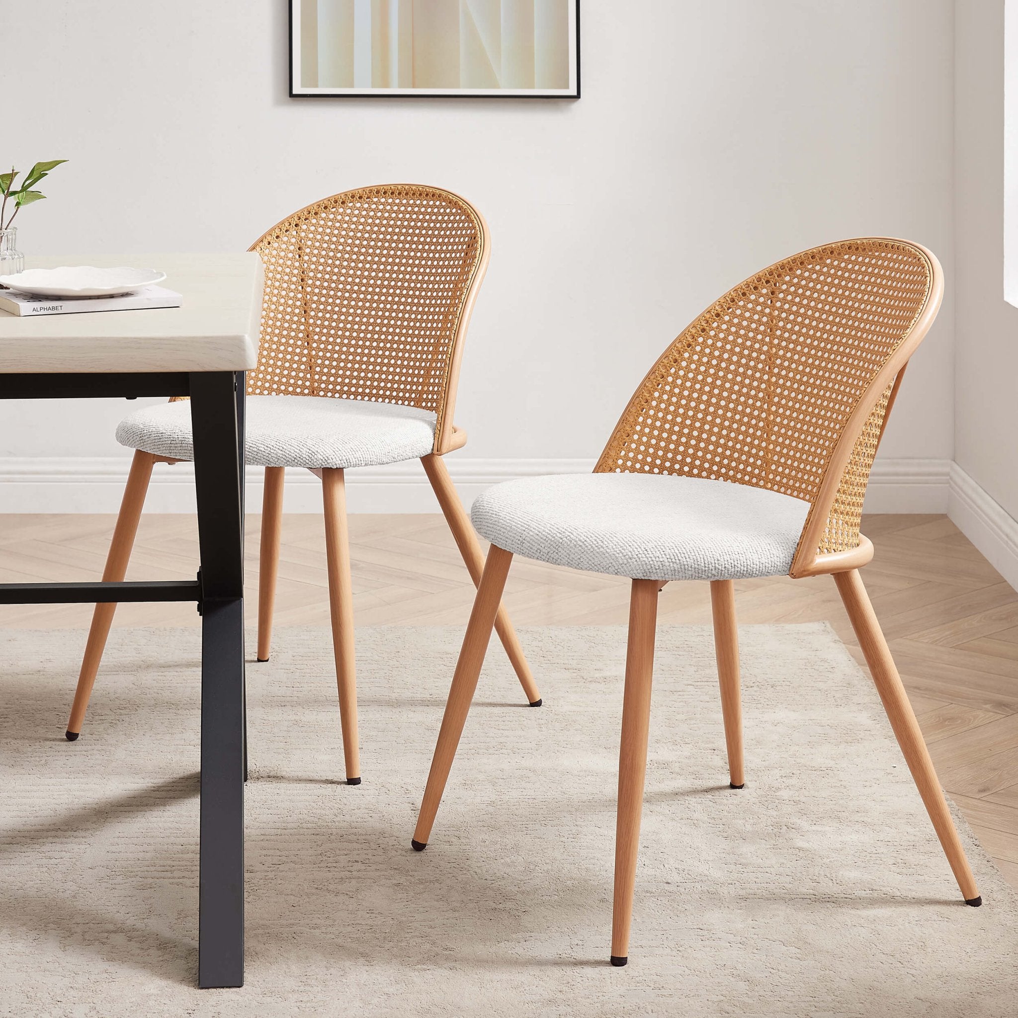 Dusklia - Phoebe Set Of 2 Dining Chairs - Boucle Ivory/Natural