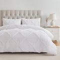 Dusklia - Pintuck 200 Thread Count Duvet Cover & Pillowcase Set - White
