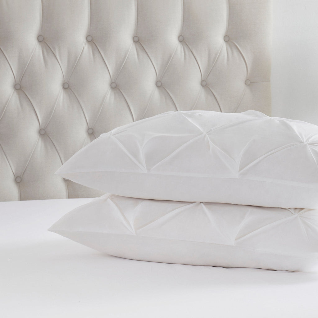 Dusklia - Pintuck 200 Thread Count Duvet Cover & Pillowcase Set - White