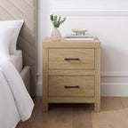 Dusklia - Piper 2 Drawer Bedside Table - Light Wood