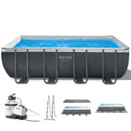 Piscine Hors-Sol Rectangulaire REVO Aqua Pro 5 – 549 × 274 × 132 cm – 17 203 L – Filtre à Sable – Échelle & Bâche Incluses