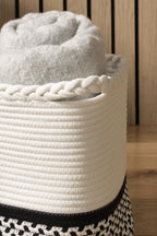 Dusklia - Plait Rope Storage Basket - Off White/Black