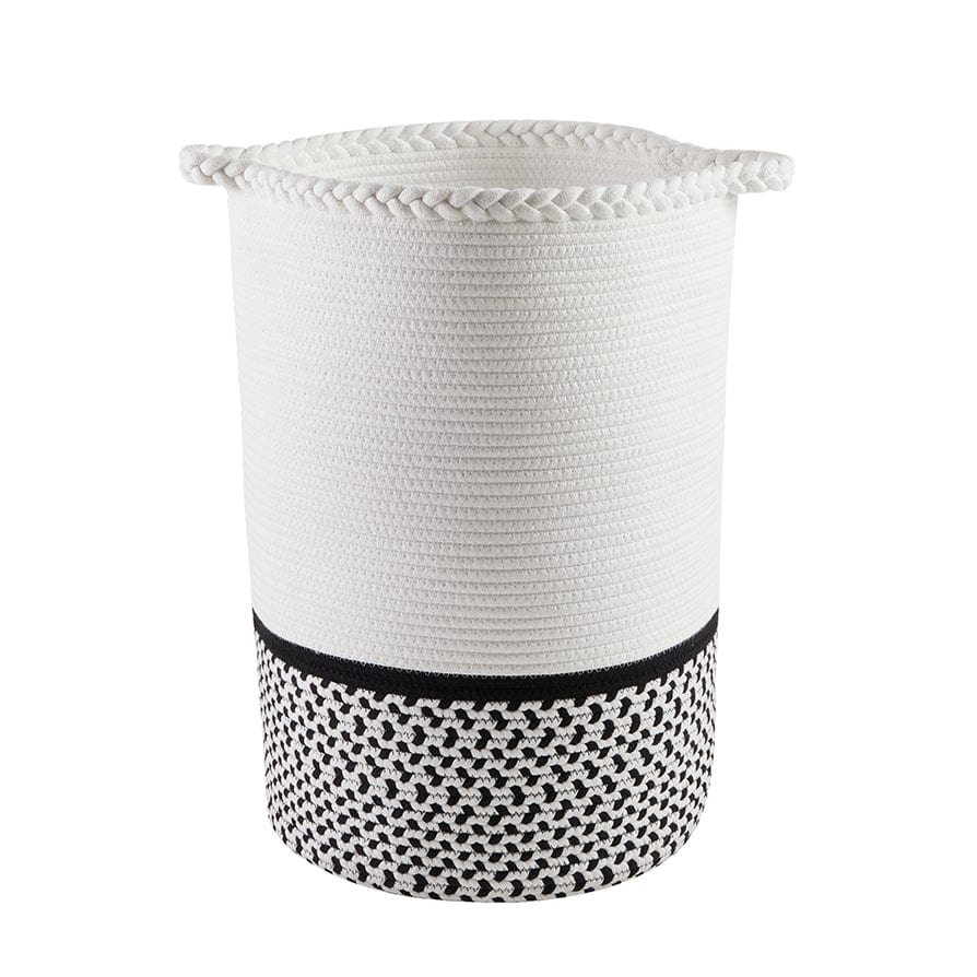Dusklia - Plait Rope Storage Basket - Off White/Black