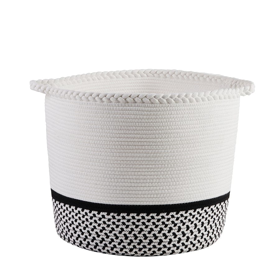 Dusklia - Plait Rope Storage Basket - Off White/Black