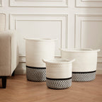Dusklia - Plait Rope Storage Basket - Off White/Black