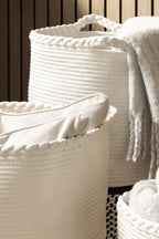 Dusklia - Plait Rope Storage Basket - Off White/Black