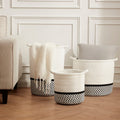 Dusklia - Plait Rope Storage Basket - Off White/Black