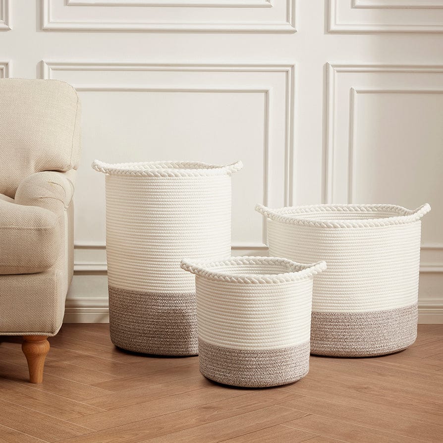 Dusklia - Plait Rope Storage Basket - Off White/Natural