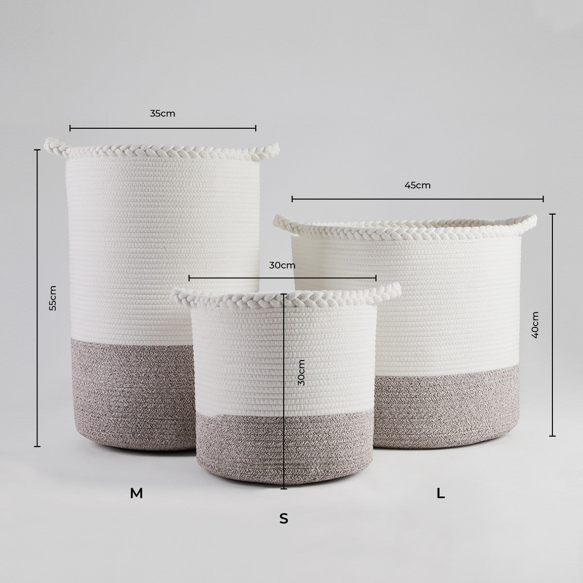 Dusklia - Plait Rope Storage Basket - Off White/Natural