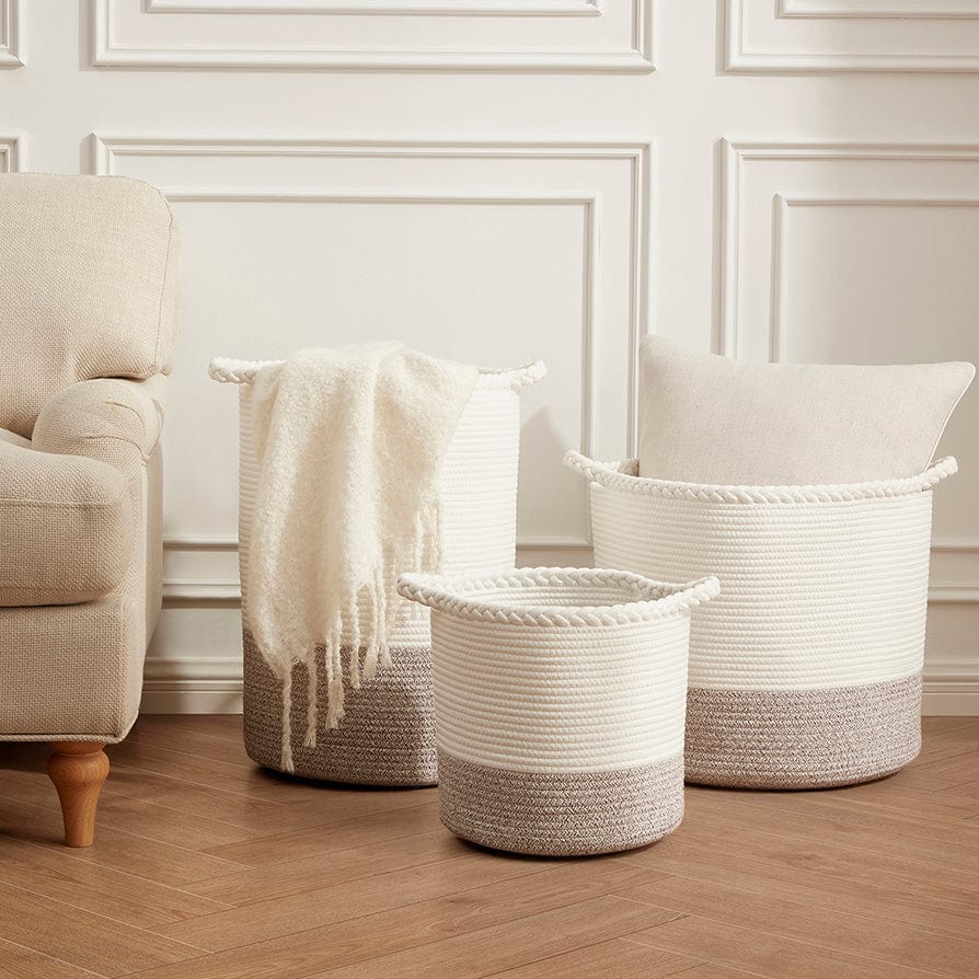 Dusklia - Plait Rope Storage Basket - Off White/Natural