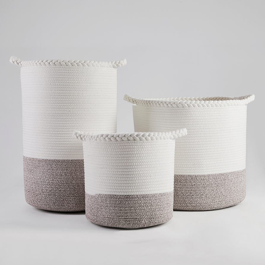 Dusklia - Plait Rope Storage Basket - Off White/Natural