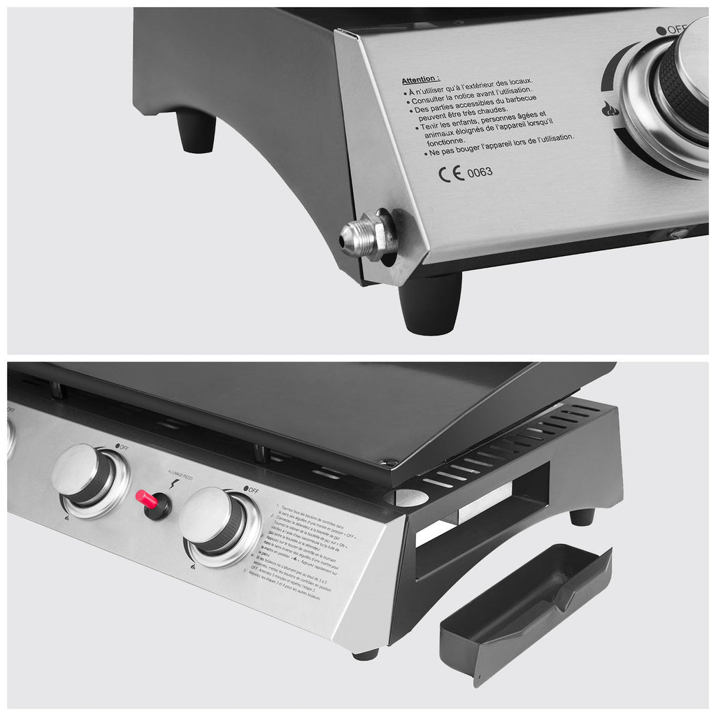 Plancha au gaz REVO Brasa – 3 brûleurs 7,5 kW – Acier noir – Butane/Propane