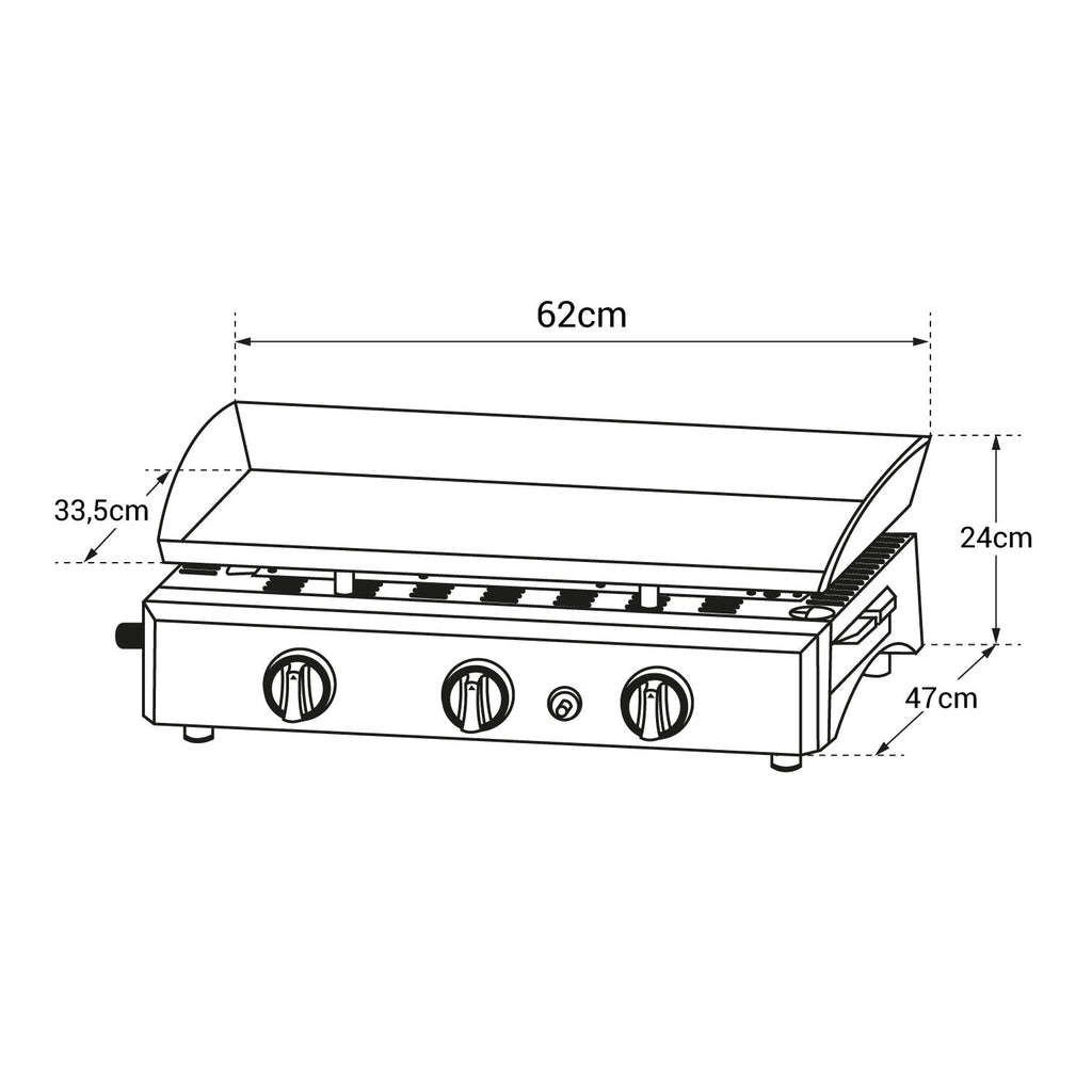 Plancha au gaz REVO Brasa – 3 brûleurs 7,5 kW – Acier noir – Butane/Propane