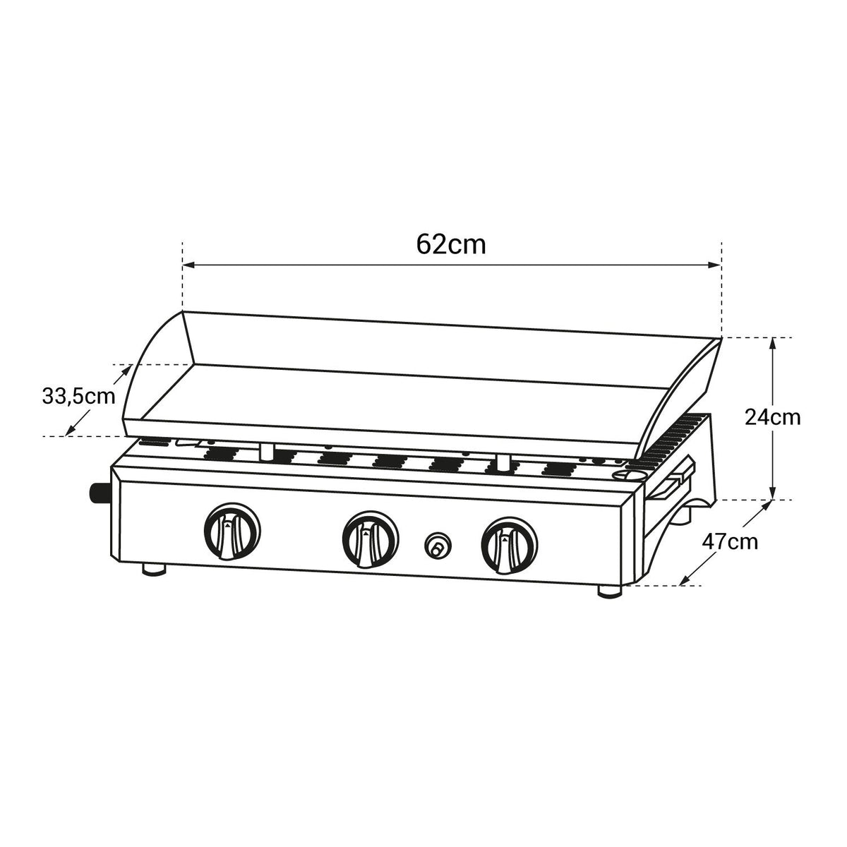 Plancha au gaz REVO Brasa – 3 brûleurs 7,5 kW – Acier noir – Butane/Propane